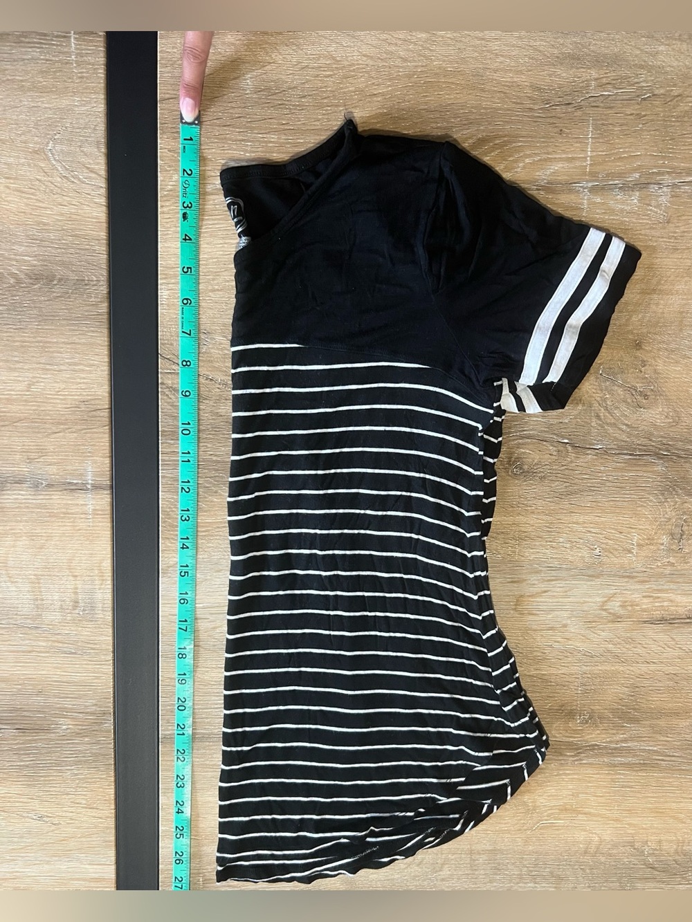 Maurices 24/7 Varsity Style Black & White Striped Short Sleeve Tee